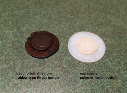 compressed original factory button and polyethylene replacement